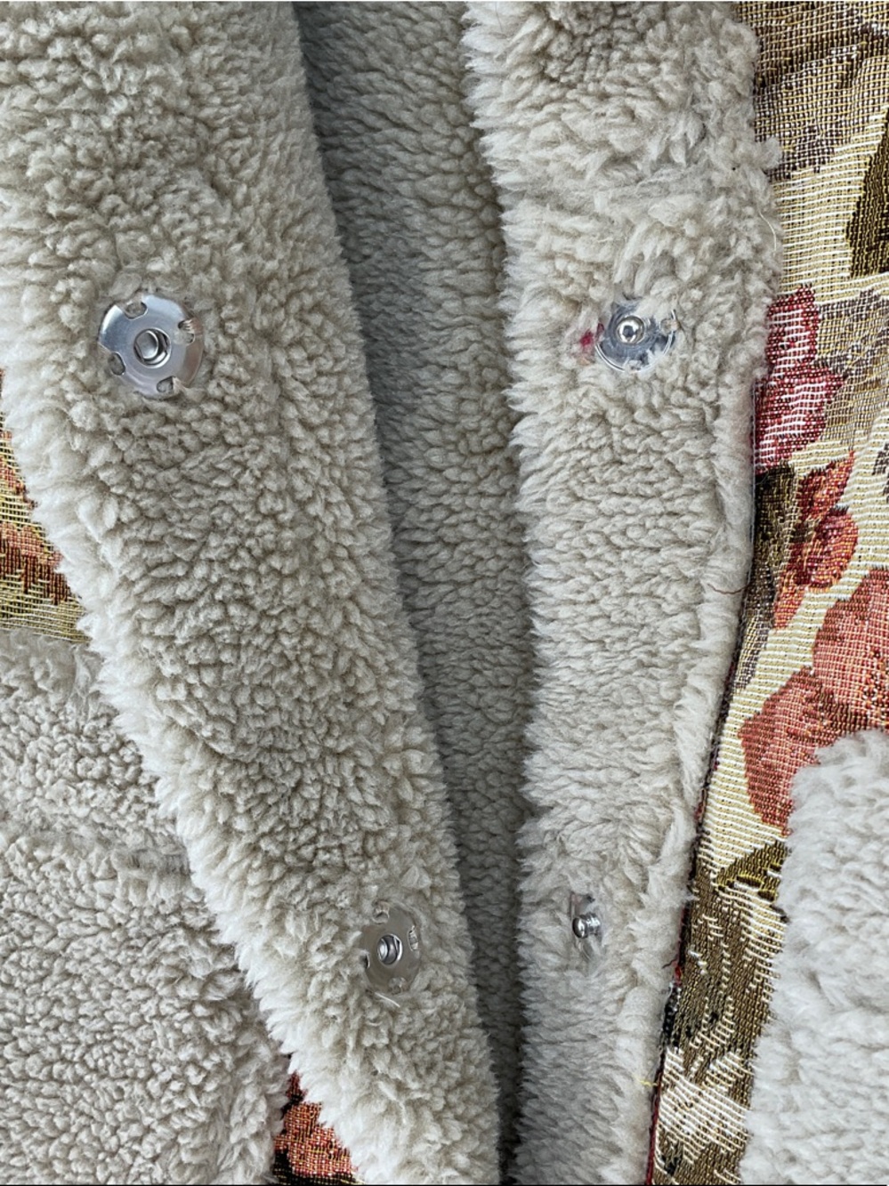 Outdoor Collection 26 International SZ L Floral Tapestry Sherpa Vest Snap - Picture 4 of 5